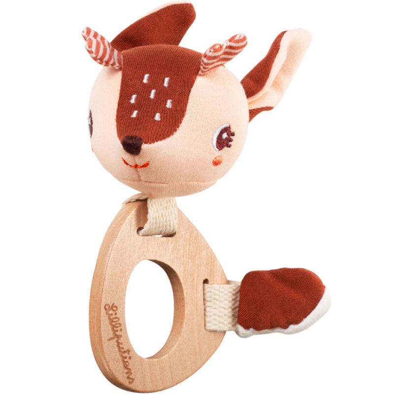 Hochet en bois éco Stella le faon Lilliputiens
