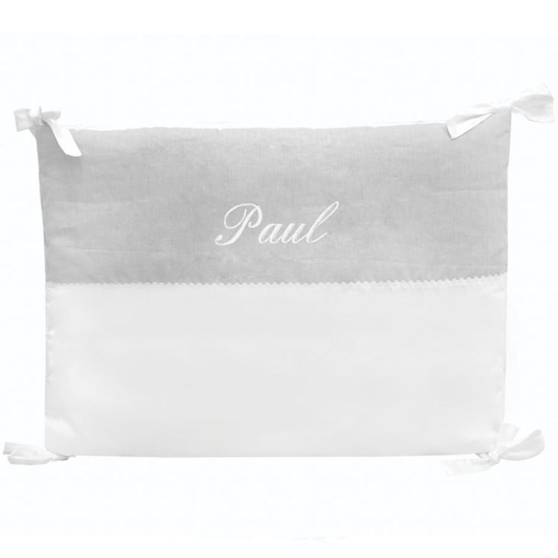 Tour de lit gris personnalisable (pour lits 60 x 120 cm) ANVIE