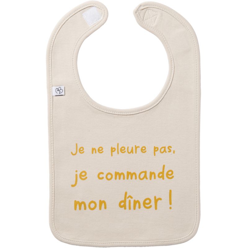Bavoir Je ne pleure pas je commande mon dîner sable BB & Co