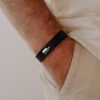 Bracelet en cuir Mon Petit Poids Noir (argent rhodié) - Mon Petit Poids