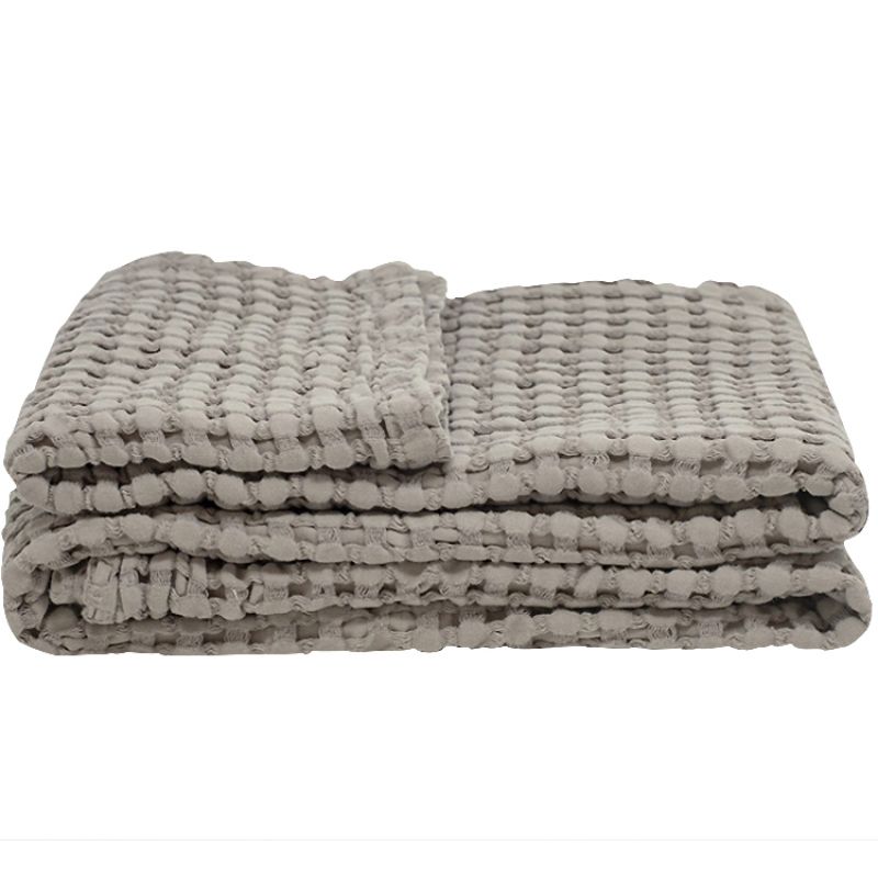Couverture en coton bio Paros taupe (75 x 100 cm) Kadolis