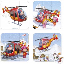Set petits puzzles L'hélicoptère de Pierre (4 puzzles)  par Janod 