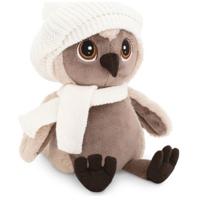 Hibou avec bonnet blanc et écharpe Sonya (20 cm assis) Orange Toys
