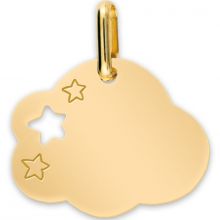 Médaille nuage et étoile ajourée personnalisable (or jaune 750°)  par Lucas Lucor