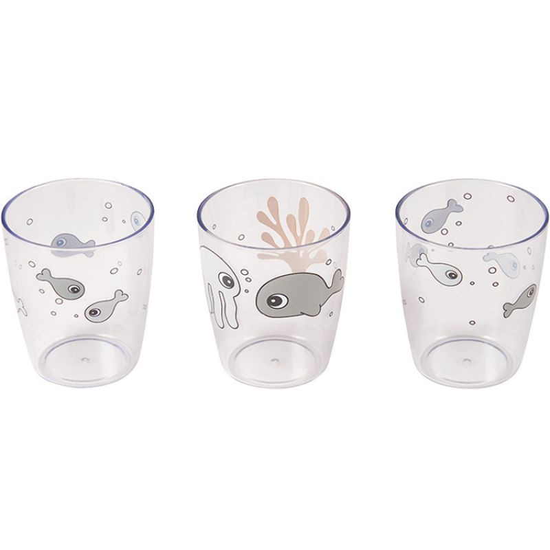 Lot de 3 gobelets Yummy Sea Friends gris (120 ml) Done by Deer