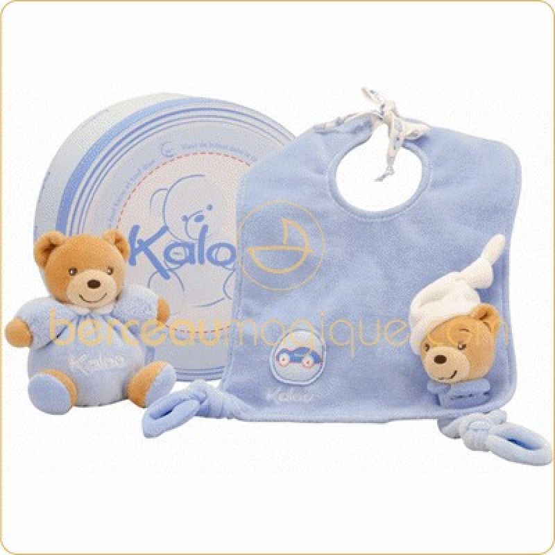 Set bavoir étanche avec 2 mini peluches Blue Kaloo