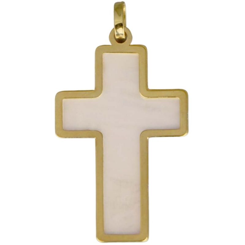 Croix personnalisable 25 x 17 mm (or jaune 750° et nacre) Aubry-Cadoret