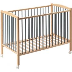 Lit à barreaux en bois Arthur hybride bleu gris (60 x 120 cm) - Combelle