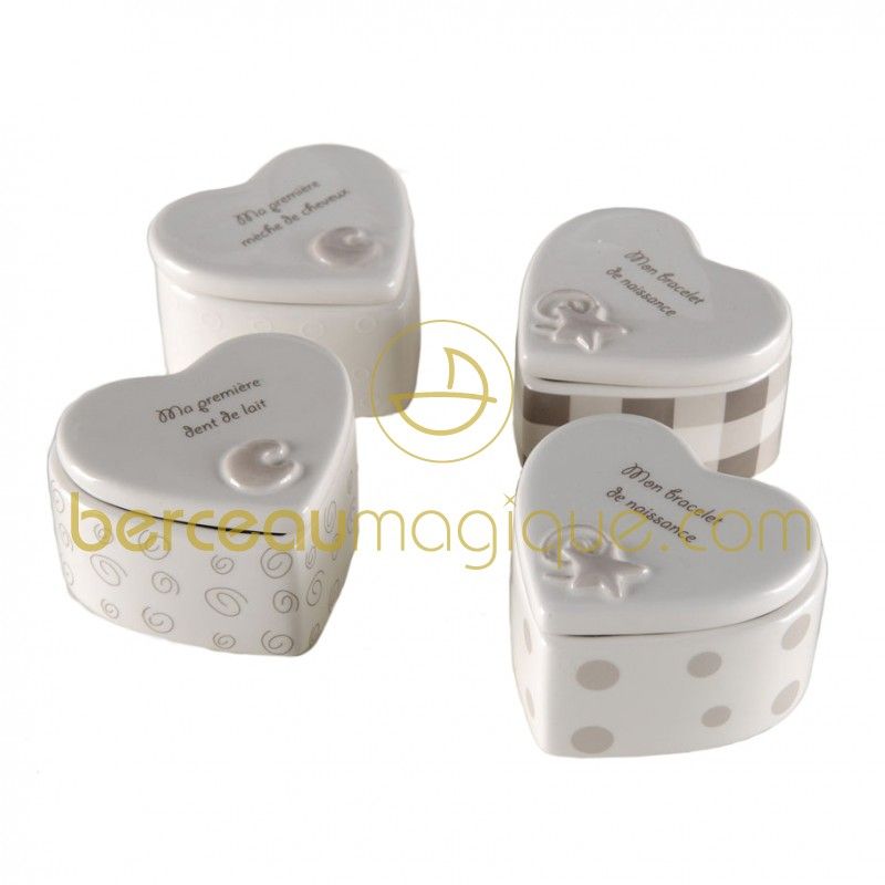 Coffret cadeau 4 boites de naissance coeur Amadeus Les Petits
