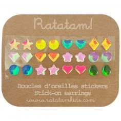 Lot de 12 boucles d'oreilles autocollantes Multicolore - Ratatam