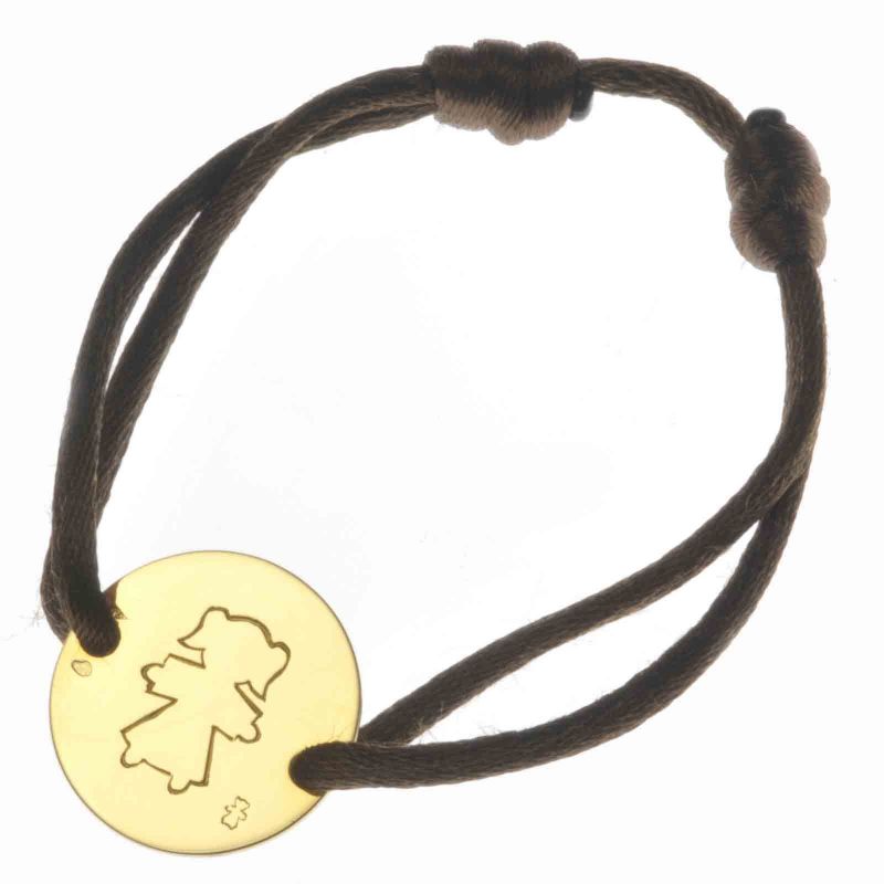 Bracelet cordon Pastille Petite fille ou Petit garçon 18 mm (or jaune 750° ou or blanc 750°) Loupidou