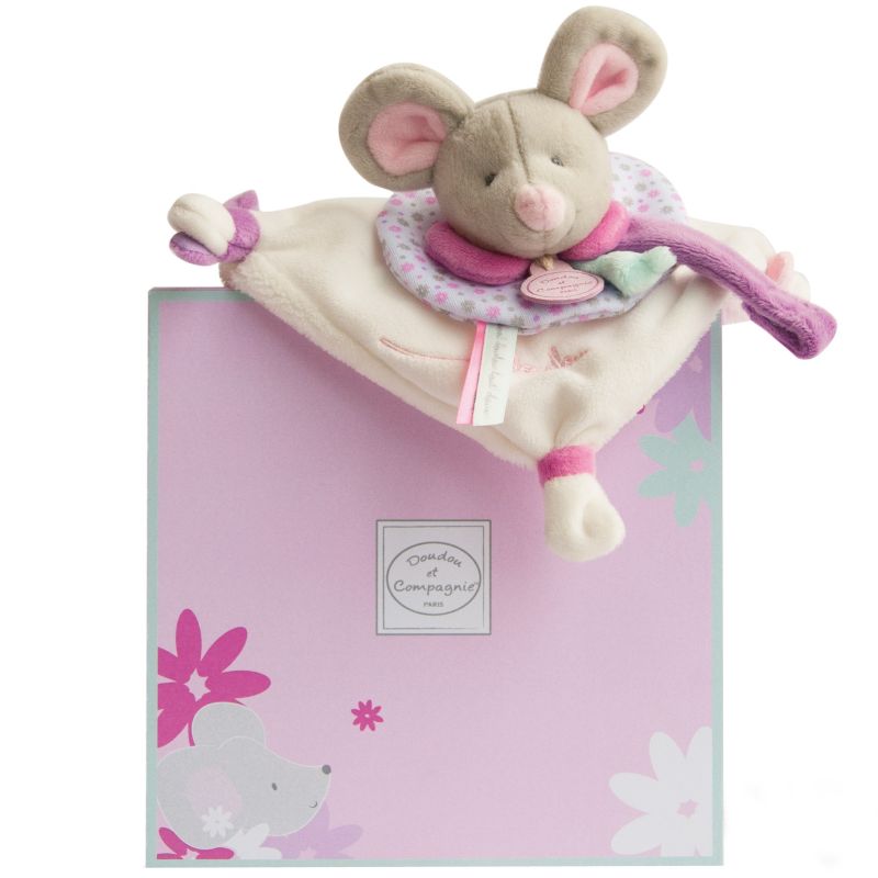 Doudou attache sucette Souris Pearly Doudou et Compagnie