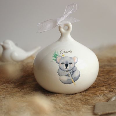 Boule de Noël en porcelaine Koala (personnalisable)