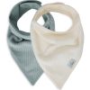 Lot de 2 bavoirs bandana Velvet Rib Sea Green/Ivory - Jollein