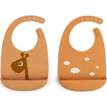 Lot de 2 bavoirs en silicone Raffi Moutarde  par Done by Deer