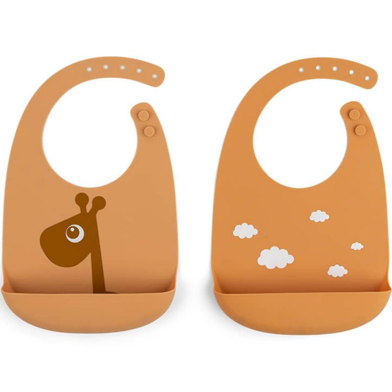 Lot de 2 bavoirs en silicone Raffi Moutarde Done by Deer