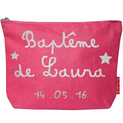 Pochette baptême ou communion rose (personnalisable) Les Griottes