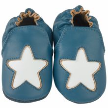 Chaussons cuir Cocon étoile bleu (0-6 mois)  par Noukie's