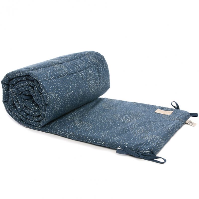 Tour de lit Nest coton bio Gold bubble Night blue (pour lits 60 x 120 et 70 x 140 cm) Nobodinoz