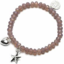 Bracelet Charm perles roses charm duo étoile et coeur  par Proud MaMa