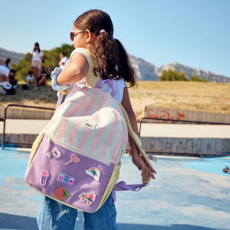 Sac à dos Kids enfant Rose rayé BEBEL Ambiance 5