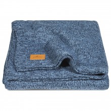 Grande couverture en coton tricot Stonewashed bleu marine (100 x 150 cm)  par Jollein