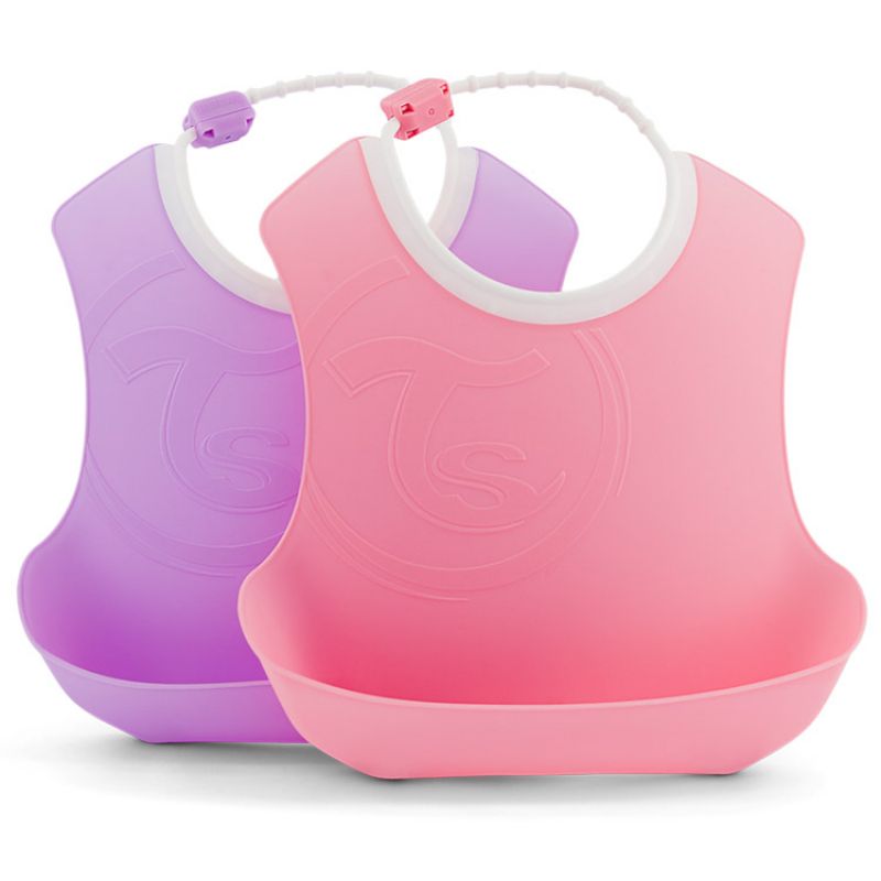 Lot de 2 bavoirs rose et violet Twistshake