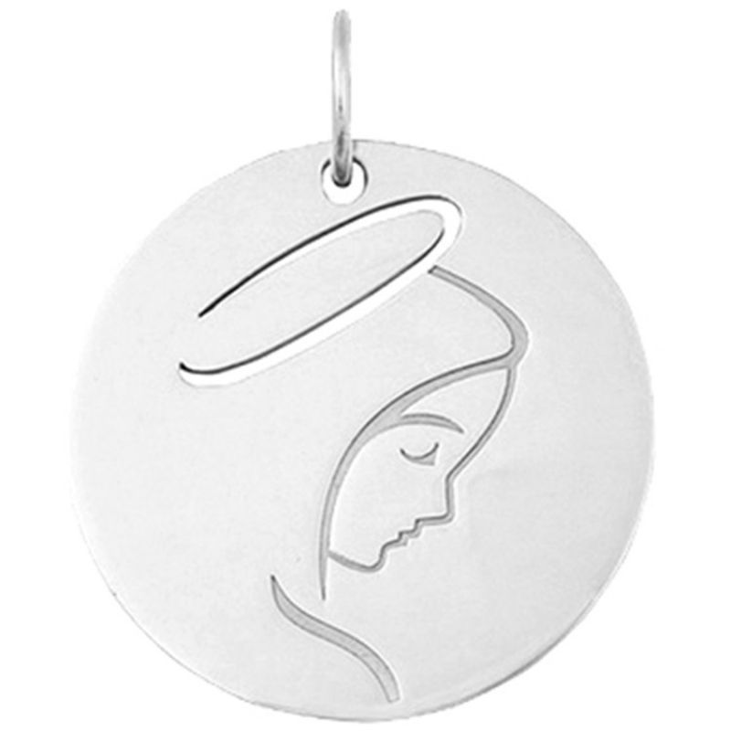 Mini bijou Vierge de profil sur cordon (or blanc 18 carats) Maison La Couronne