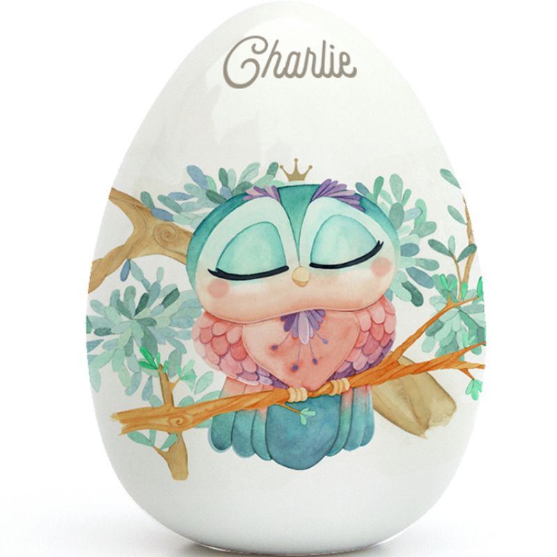 Oeuf en porcelaine Chouette (personnalisable) Gaëlle Duval