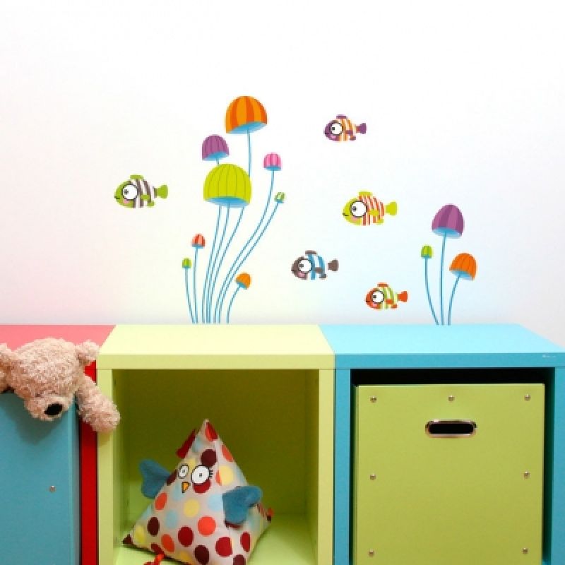 Stickers muraux Mini poissons dans la mer Série-Golo