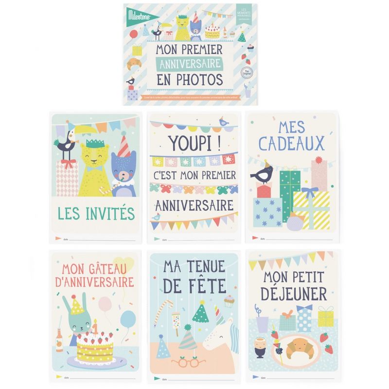 Cartes étapes Mon premier anniversaire en photos (6 cartes) Milestone