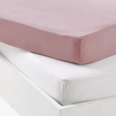 Lot alèse et drap housse Blanc-Old Pink (70 x 140 cm)