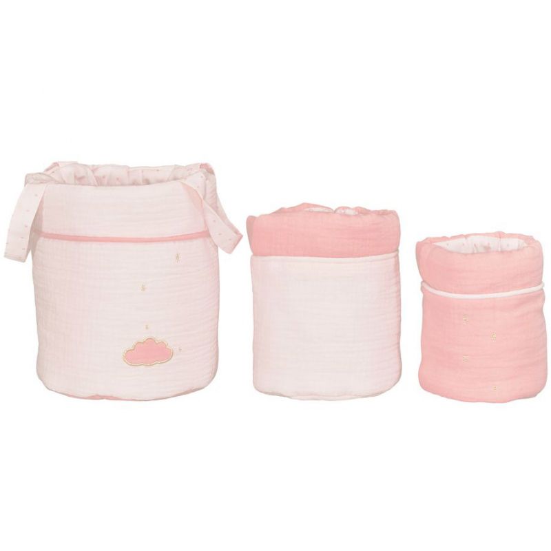 Lot de 3 paniers de toilette Lily poudrée (18 x 21 cm) Sauthon