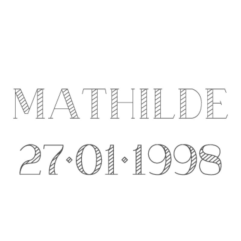 Gravure prénom + date sur médaille (Typo 5 Azure) Gravure magique OLD