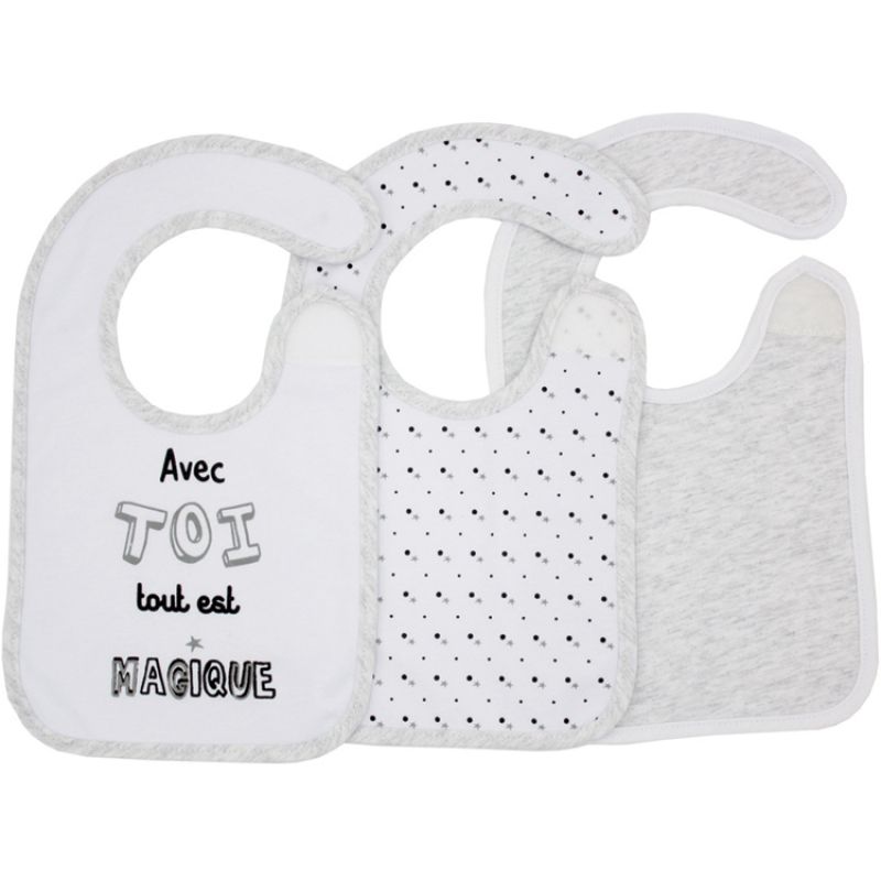 Lot de 3 bavoirs à velcro Bébé magique Babycalin