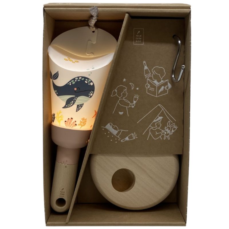 Coffret lampe nomade 5 en 1 Baleine rêveuse - Rose poudré Maison Polochon Packaging 2