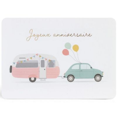 Carte A6 Joyeux Anniversaire Camping Car Zu