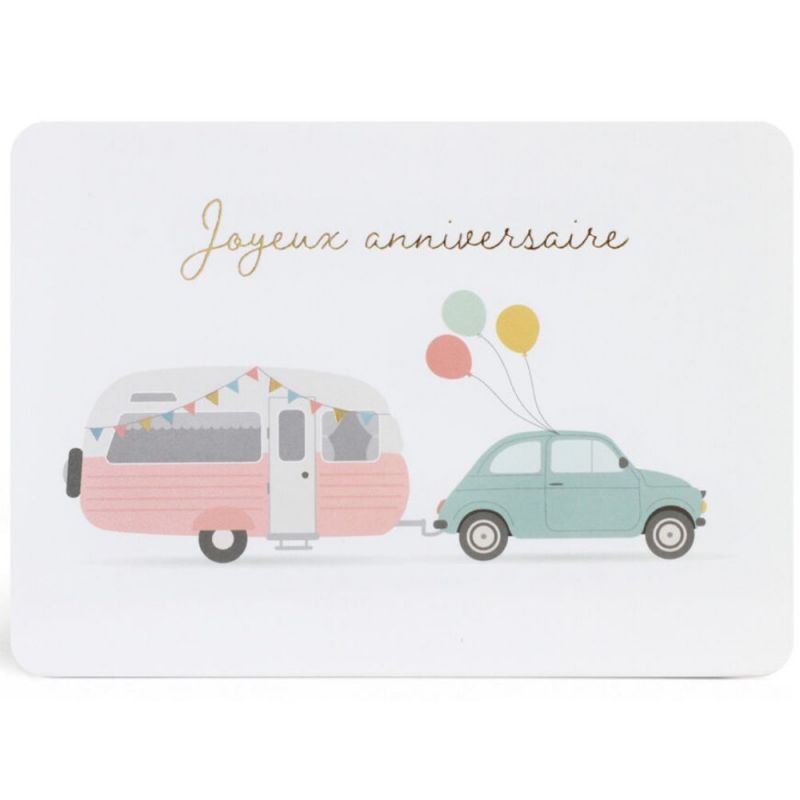 Carte A6 Joyeux anniversaire Camping Car Zü