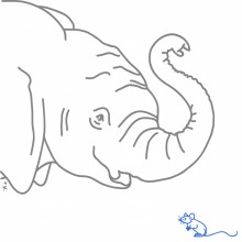 Stickers mural éléphant gris avec souris bleue (60 x 66 cm)  par Mimi'lou