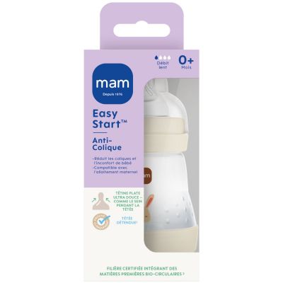 Biberon Easy Start anti-colique Sable Tétine Débit 1 (160 ml)