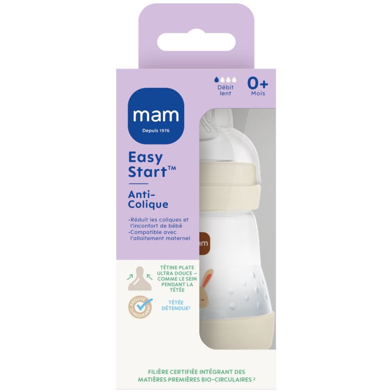 Biberon Easy Start anti-colique Sable Tétine Débit 1 (160 ml) MAM Produit 2