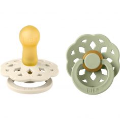 Lot de 2 sucettes en latex Bohème Ivory-Sage (6-18 mois) - Reconditionné - BIBS