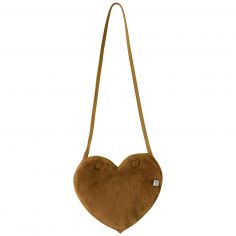 Sac bandoulière forme cœur en fausse fourrure havane - BB & Co
