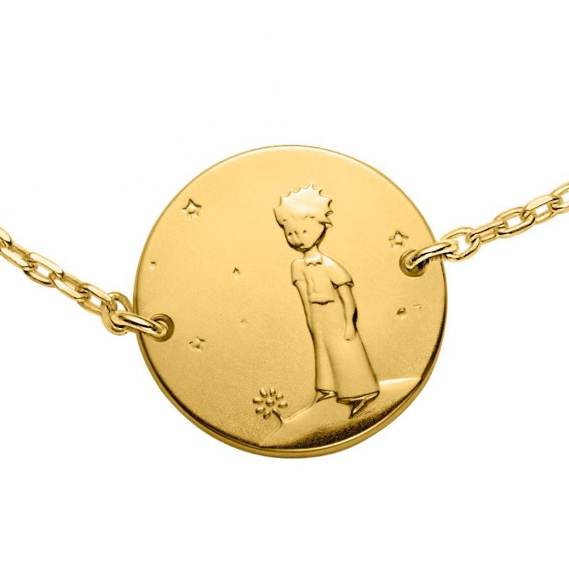 Bracelet chaîne 16 cm Le Petit Prince sur sa planète 14 mm (or jaune 750°) Monnaie de Paris