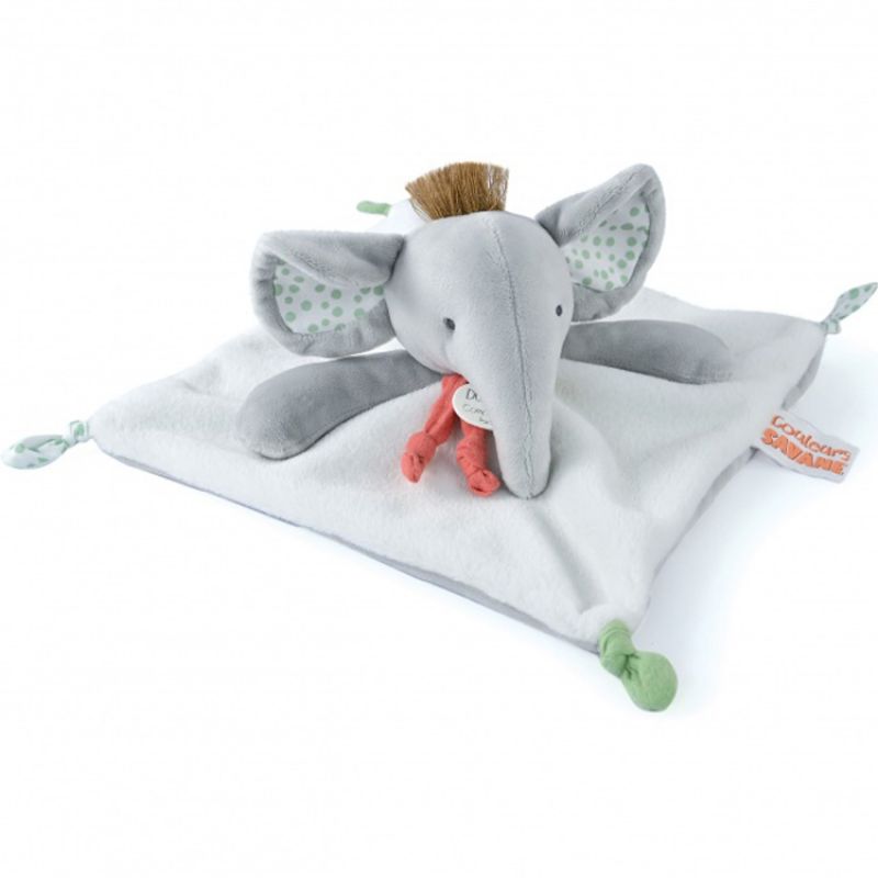 Doudou plat Eléphant Couleurs savane (25 cm) Doudou et Compagnie