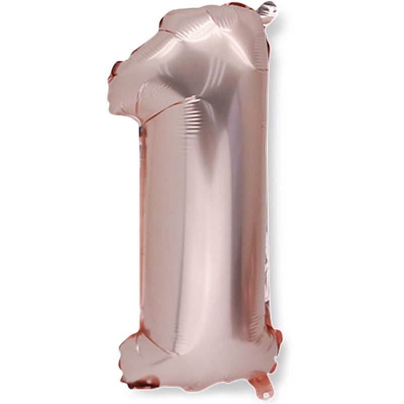 Petit ballon en mylar chiffre 1 rose gold (36 cm) Arty Fêtes Factory