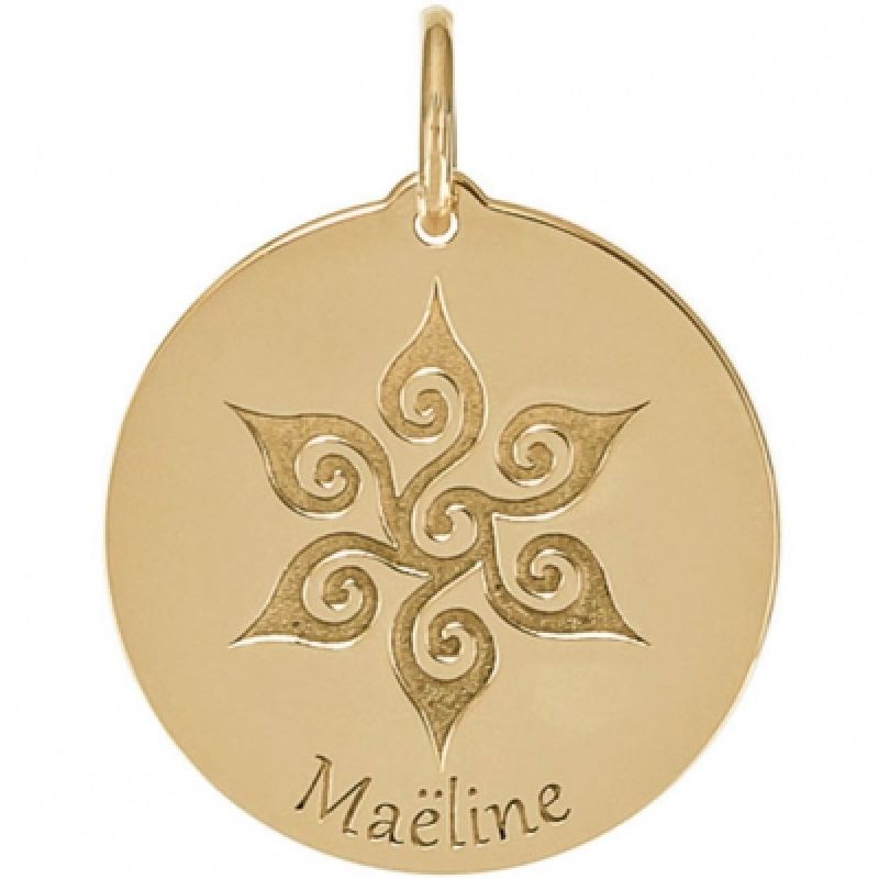 Médaille Maëline personnalisable 18 mm (or jaune 750°) Je t'Ador