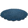 Tapis lavable rond Alma crochet bleu (120 cm) - Reconditionné  par Nattiot