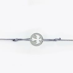 Bracelet cordon mini bijou colombe (or blanc 18 carats)