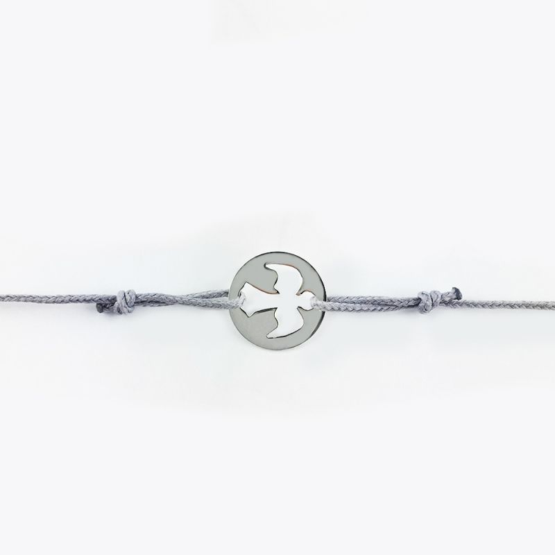 Bracelet cordon mini bijou colombe (or blanc 18 carats) Maison La Couronne